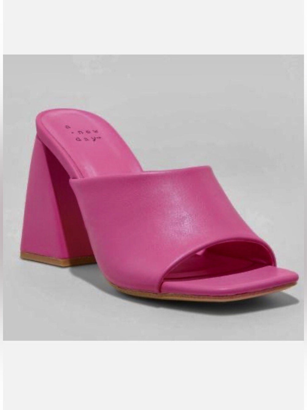 A New Day Barbiecore Pink Square Toe Chunky Heel Slip On Sandal Heels Size 6.5